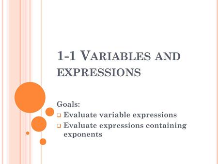 1-1 Variables and expressions