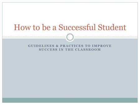 How to be a Successful Student