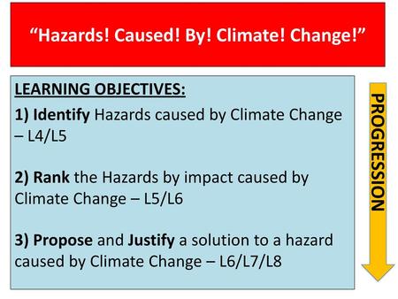 “Hazards! Caused! By! Climate! Change!”