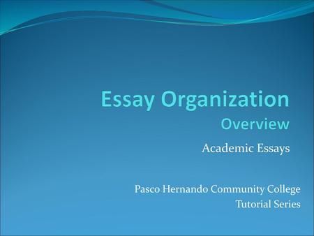 Essay Organization Overview