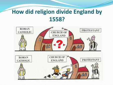 How did religion divide England by 1558?