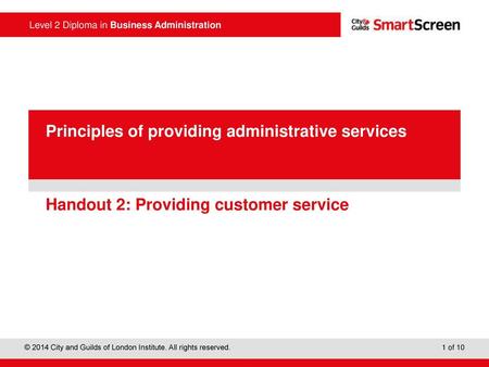 Handout 2: Providing customer service