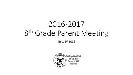 th Grade Parent Meeting