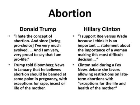 Abortion Donald Trump Hillary Clinton