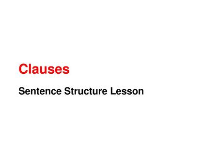 Sentence Structure Lesson