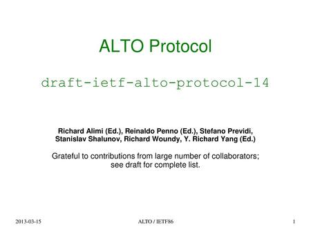 ALTO Protocol draft-ietf-alto-protocol-14