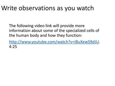 Write observations as you watch