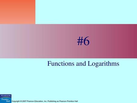 Functions and Logarithms
