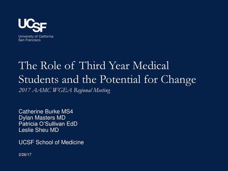 The Role of Third Year Medical Students and the Potential for Change