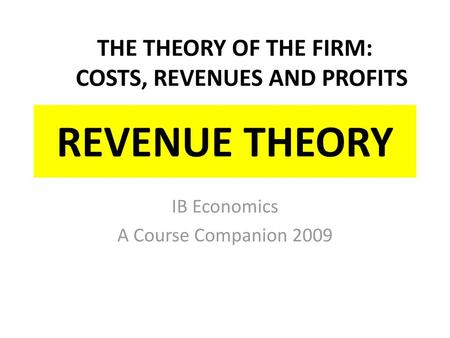 IB Economics A Course Companion 2009