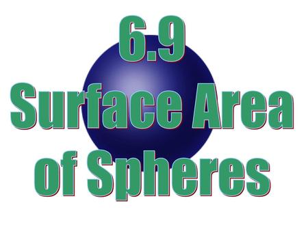 6.9 Surface Area of Spheres.