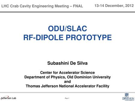 Odu/slac rf-dipole prototype