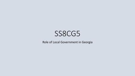 Role of Local Government in Georgia