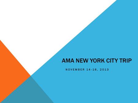 AMA New York City Trip November 14-16, 2013.