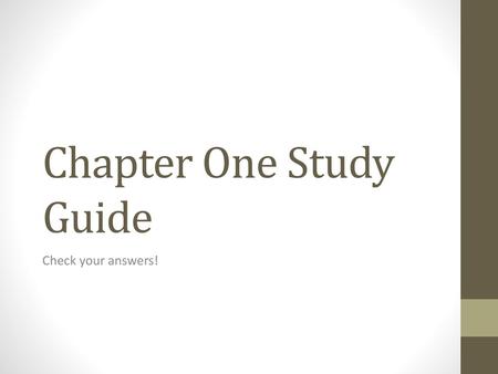 Chapter One Study Guide