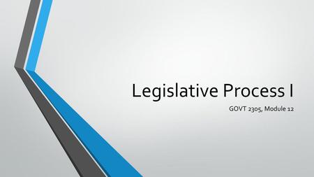 Legislative Process I GOVT 2305, Module 12.