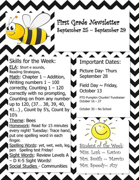 First Grade Newsletter