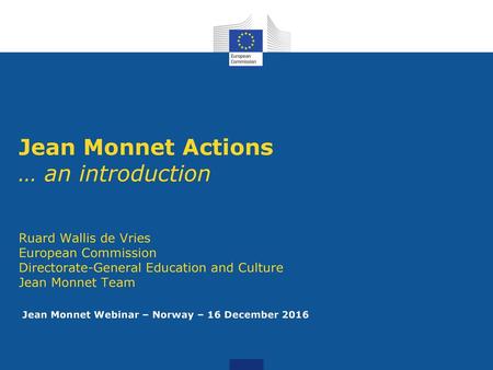 Jean Monnet Webinar – Norway – 16 December 2016