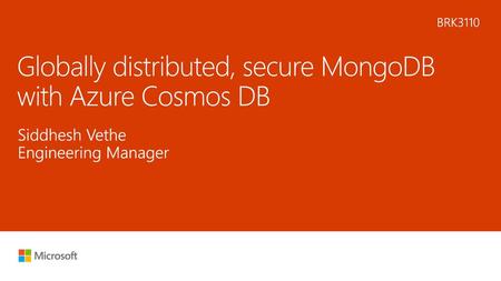 Globally distributed, secure MongoDB with Azure Cosmos DB