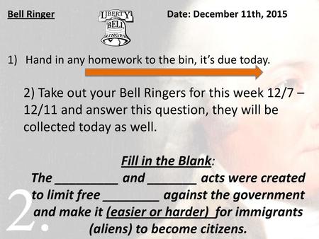 Bell Ringer Date: December 11th, 2015