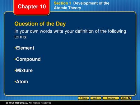 Section 1  Development of the Atomic Theory