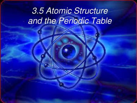3.5 Atomic Structure and the Periodic Table