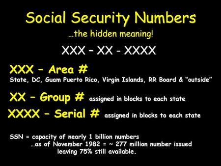 Social Security Numbers …the hidden meaning!