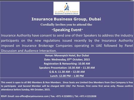 Insurance Business Group, Dubai