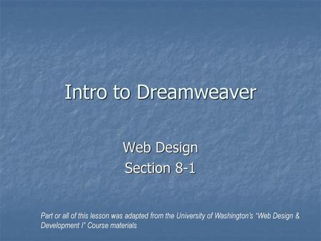 Intro to Dreamweaver Web Design Section 8-1