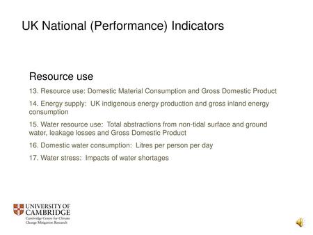 UK National (Performance) Indicators