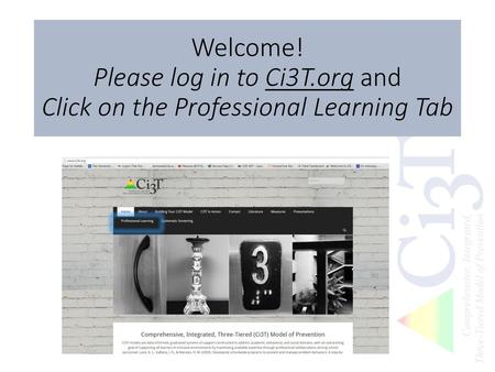 Welcome. Please log in to Ci3T