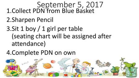 September 5, 2017 Collect PDN from Blue Basket Sharpen Pencil