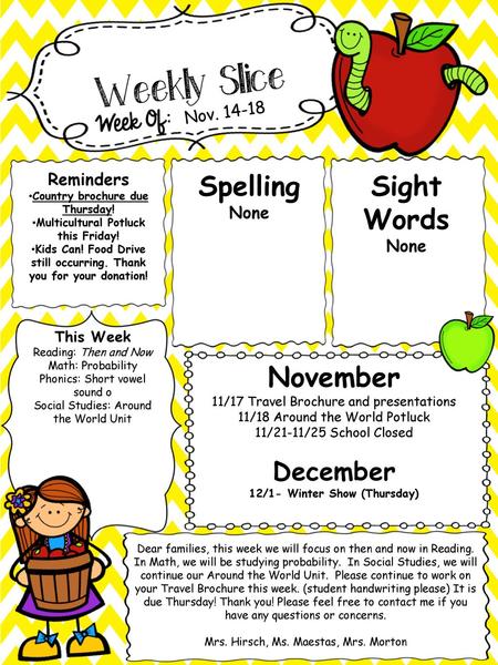 Spelling Sight Words November
