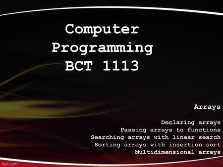 Computer Programming BCT 1113