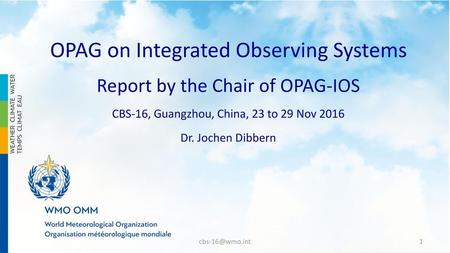 OPAG on Integrated Observing Systems