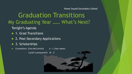 Tonight’s Agenda 1. Grad Transitions 2. Post-Secondary Applications