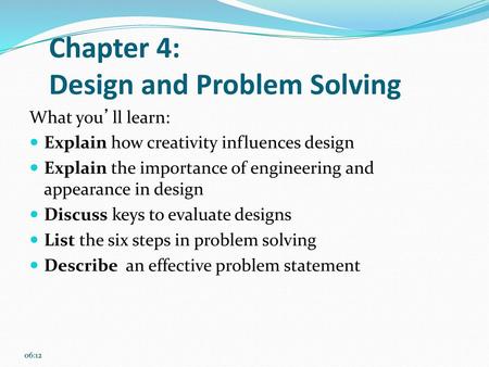 Chapter 4: Design and Problem Solving