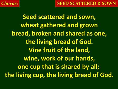 Seed scattered and sown, wheat gathered and grown