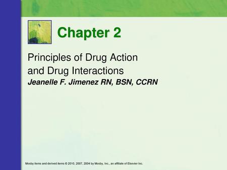 Chapter 2 Principles of Drug Action and Drug Interactions