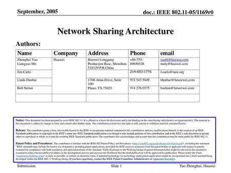 Network Sharing Architecture