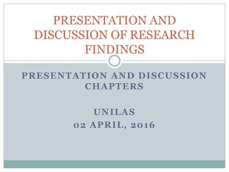 PRESENTATION AND DISCUSSION OF RESEARCH FINDINGS