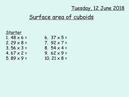 Surface area of cuboids