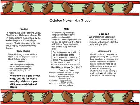 October News - 4th Grade Science Red Ribbon Week Oct