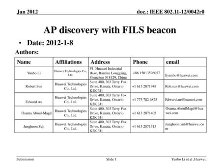 AP discovery with FILS beacon