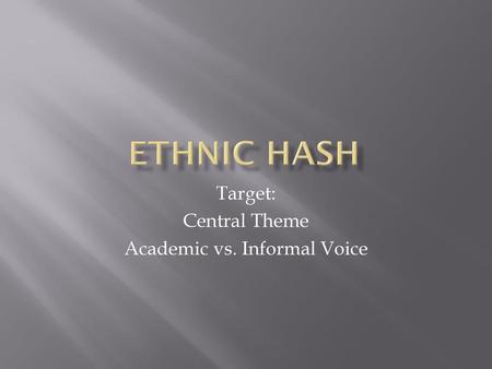 Target: Central Theme Academic vs. Informal Voice