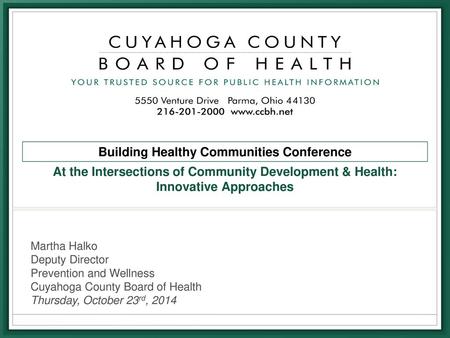 Building Healthy Communities Conference