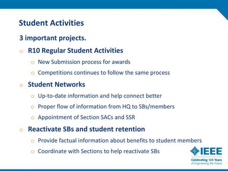 Student Activities 3 important projects.