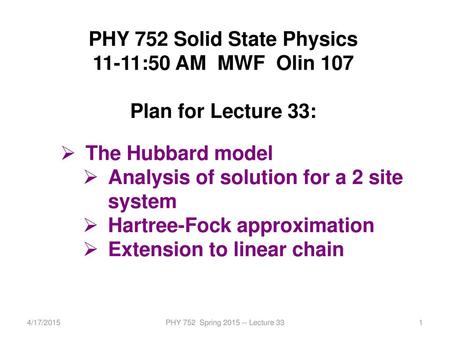 PHY 752 Solid State Physics