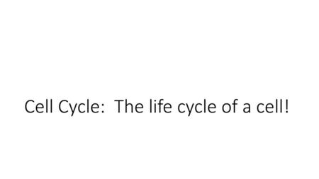 Cell Cycle: The life cycle of a cell!
