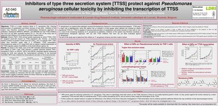 Inhibitors of type three secretion system [TTSS] protect against Pseudomonas aeruginosa cellular toxicity by inhibiting the transcription of TTSS Mailing.